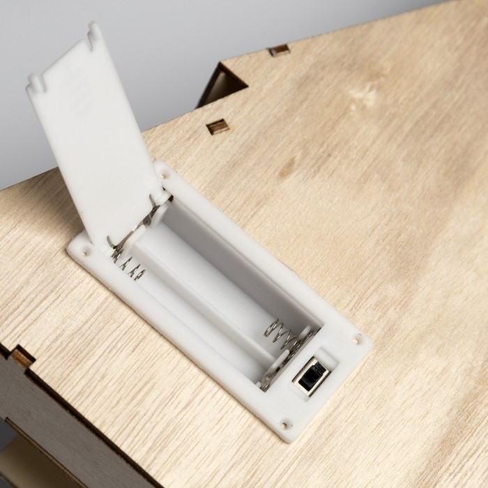 Светодиодная фигура &laquo;Звёздная ель с Сантой&raquo; 20 &times; 30 &times; 6.5 см, дерево, батарейки АААх2 (не в комплекте), свечение тёплое белое