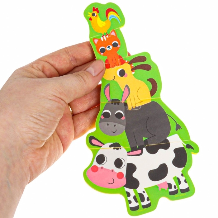 Мягкий пазл для малышей &laquo;Пирамидка: Животные фермы&raquo;, 5 деталей, Крошка Я