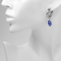 Серьги со съёмным элементом «Трансформер» цветок, цвет бело-синий в серебре Серьги со съёмным элементом «Трансформер» цветок, цвет бело-синий в серебре