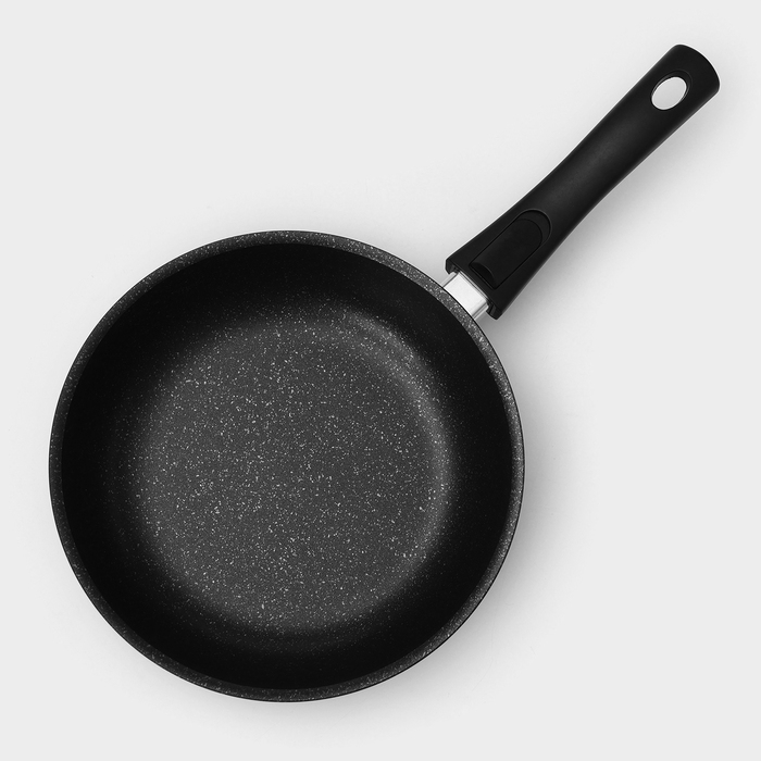 Набор кухонной посуды &laquo;Мраморная №3&raquo;, 6 предметов, крышка, съёмная ручка, антипригарное покрытие, цвет тёмный мрамор