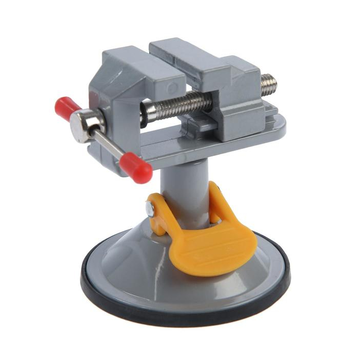 Мини-тиски алюминиевые ТУНДРА, крепление на присоске, поворотные на 180&deg;, 35 мм