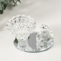 Подсвечник стекло на 1 свечу d=4 см "Лебедь на пруду" 8,5х5,5х6 см