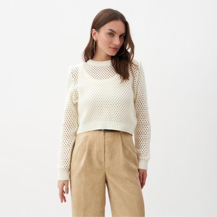 Джемпер женский MIST "Cетка", р. S, молочный