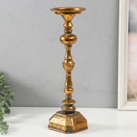 Подсвечник металл на 1 свечу "Фауст" состаренная бронза 11х11х39 см Подсвечник металл на 1 свечу "Фауст" состаренная бронза 11х11х39 см