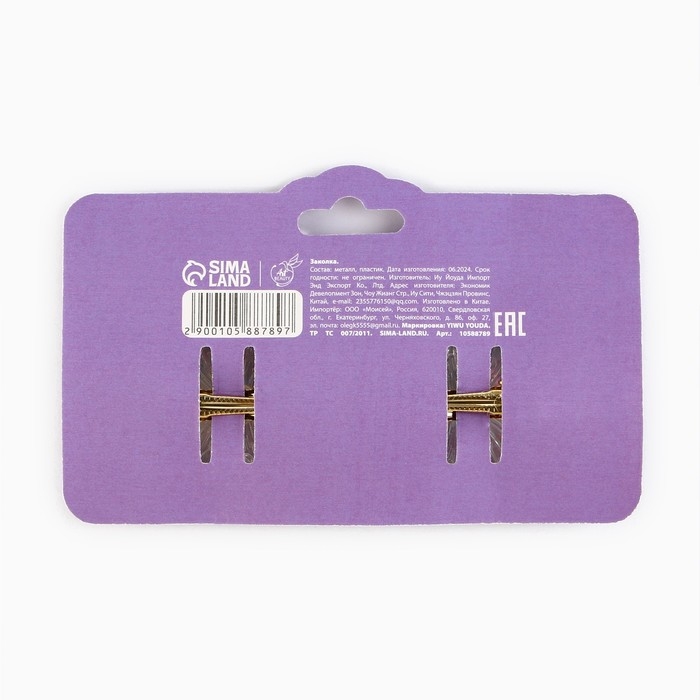 Заколки для волос с бабочками &laquo;Для самой чудесной&raquo;, 3 х 3 см