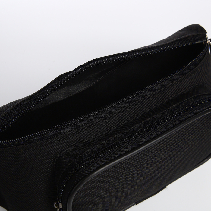 Поясная сумка на молнии, наружный карман, цвет чёрный Поясная сумка на молнии, наружный карман, цвет чёрный