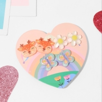 Набор клипс детских (3 пары) &laquo;Выбражулька&raquo; лесная сказка, цветной