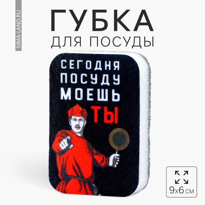 Губка поролоновая &laquo;Сегодня посуду моешь ты&raquo;, 9 х 6 см