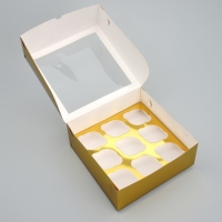 Коробка складная на 9 капкейков с окном &laquo;С Новым Годом&raquo;, 25 х 25 х 10 см, Новый год