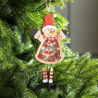 Ёлочная игрушка «Снеговик», от батареек, свечение тёплое белое Ёлочная игрушка «Снеговик», от батареек, свечение тёплое белое