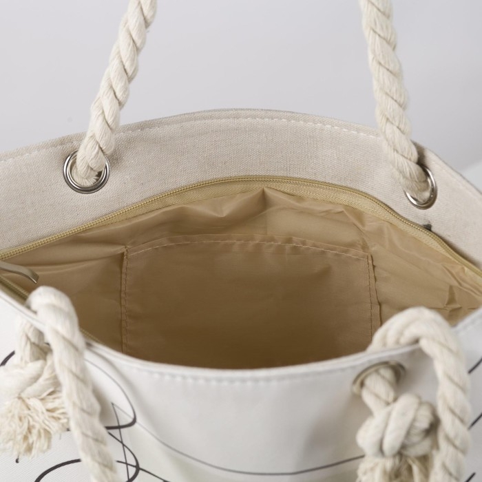 Сумка женская пляжная на молнии, цвет белый Сумка женская пляжная на молнии, цвет белый