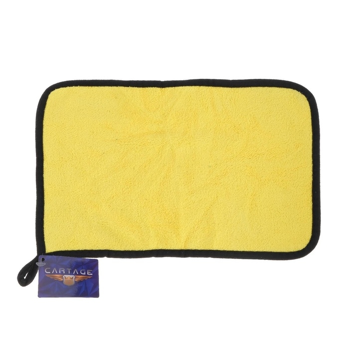 Тряпка для мытья авто, CARTAGE, микрофибра, 400 г/м&sup2;, 20&times;30 cм, желто-серая