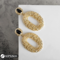 Серьги эмаль «Карибы» овал, цвет чёрный в золоте Серьги эмаль «Карибы» овал, цвет чёрный в золоте