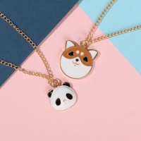 Кулоны &laquo;Неразлучники&raquo; корги и панда, цветные в золоте, 45 см