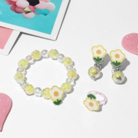 Набор детский &laquo;Выбражулька&raquo; 3 предмета: клипсы, браслет, кольцо, цветочки, цветной