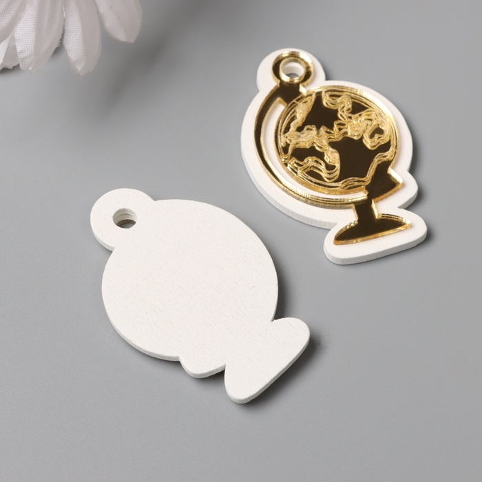 Декор для творчества дерево, пластик "Глобус" зеркальный набор 2 шт 3,4х5 см