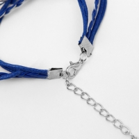 Браслет-оберег &laquo;талисман защиты&raquo; перо, цвет синий с чернёным серебром