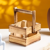 Кашпо деревянное 15&times;12,5&times;9,5 см "Однушка Лайт", двухреечное, обжиг Дарим Красиво