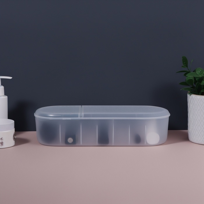 Органайзер для хранения, с крышкой, 7 секции, 28 × 10,5 см, цвет прозрачный Органайзер для хранения, с крышкой, 7 секции, 28 × 10,5 см, цвет прозрачный