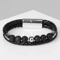 Браслет унисекс &laquo;Мощь&raquo; равенство, цвет чёрный с серебром, 21 см