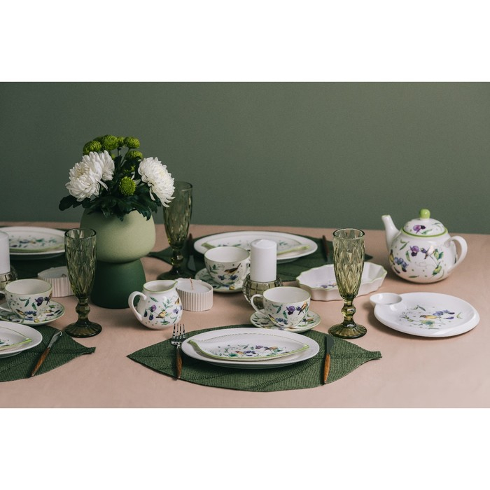 Блюдо фарфоровое Доляна &laquo;Зелёный сад&raquo;, 22,5&times;12&times;1,7 см, цвет белый