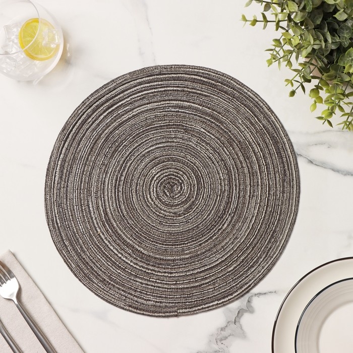 Салфетка сервировочная на стол Доляна &laquo;Дуо&raquo;, d=30 см, цвет коричневый