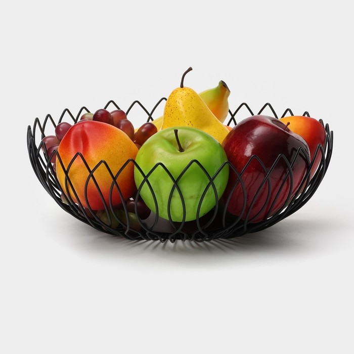 Фруктовница Доляна &laquo;Маргаритка&raquo;, 27&times;27&times;9 см, цвет чёрный