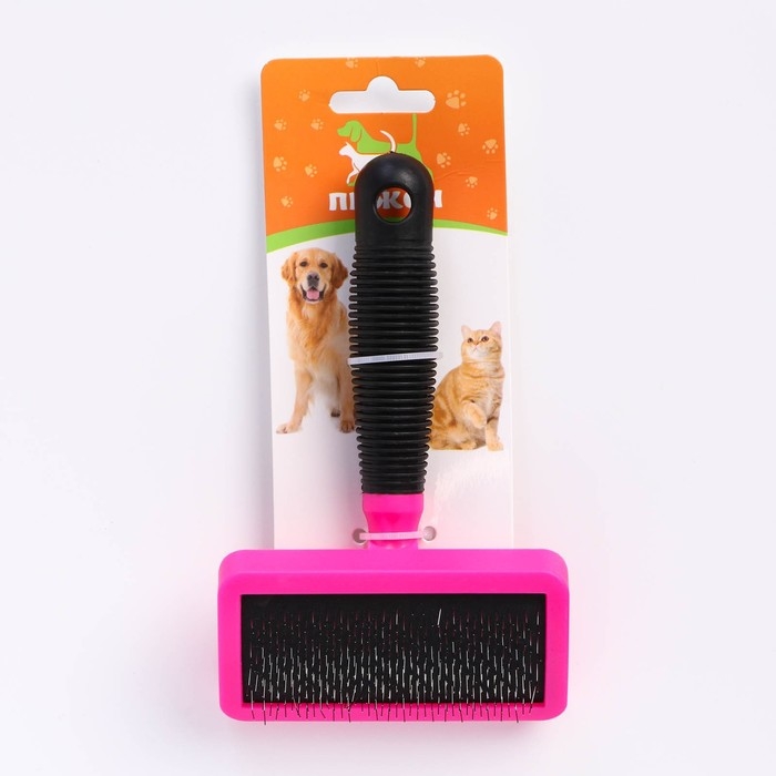 Пуходерка без капель, прорезиненная ручка, 10 х 16 см, розово-чёрная Пуходерка без капель, прорезиненная ручка, 10 х 16 см, розово-чёрная