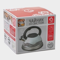 Чайник со свистком из нержавеющей стали Доляна &laquo;Расцвет&raquo;, 2,8 л, фиксированная ручка, с индикатором нагрева