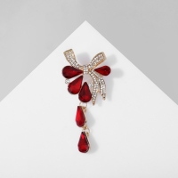 Брошь &laquo;Цветочная роса&raquo; с бантом, цвет бордово-белый в золоте