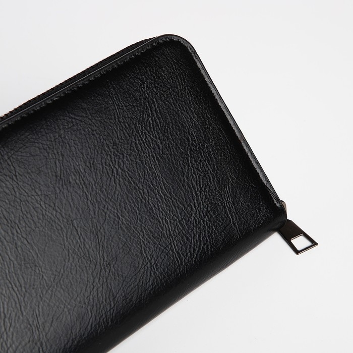 Портмоне мужское на молнии, отдел для купюр, для карт, для монет, цвет чёрный Портмоне мужское на молнии, отдел для купюр, для карт, для монет, цвет чёрный