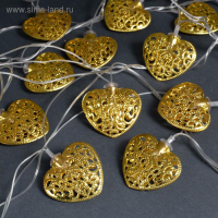 Гирлянда «Нить» 4 м с насадками «Сердце», IP20, прозрачная нить, 20 LED, свечение тёплое белое, 8 режимов, 220 В Гирлянда «Нить» 4 м с насадками «Сердце», IP20, прозрачная нить, 20 LED, свечение тёплое белое, 8 режимов, 220 В