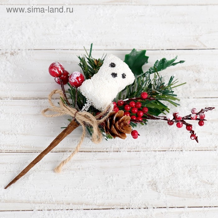 Декор Декор "Зимнее очарование" мишка, ягоды и шишка 21 см