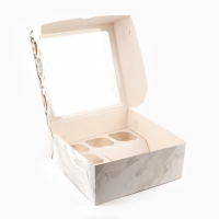 Коробка для капкейков и бенто-торта &laquo;С Новым годом!&raquo;, шары, 25 х 25 х 10 см