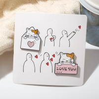 Набор значков (2 шт.) «Котики» послание, цветной в чёрном металле Набор значков (2 шт.) «Котики» послание, цветной в чёрном металле