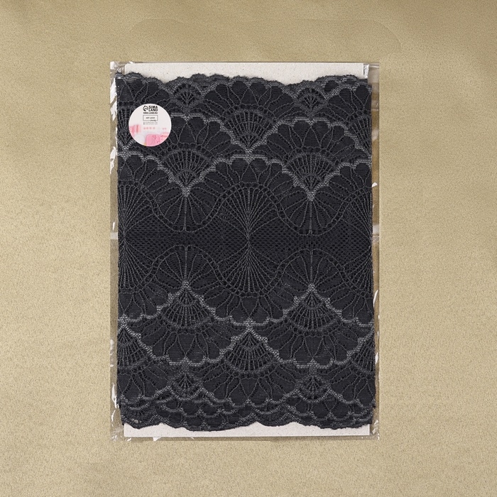Кружевная эластичная ткань, 180 мм &times; 2,7 &plusmn; 0,5 м, цвет графитовый