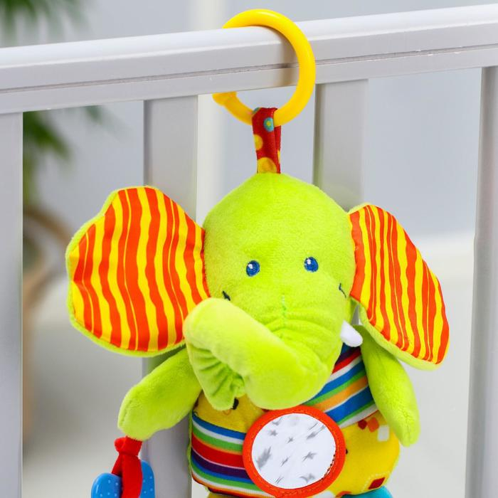Подвеска мягкая &laquo;Слоник&raquo;, шуршалка, прорезыватель, на кроватку, коляску, Крошка Я
