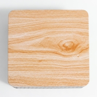 Шкатулка металл квадрат "Ромбы" серая, крышка под дерево 6х17х17 см