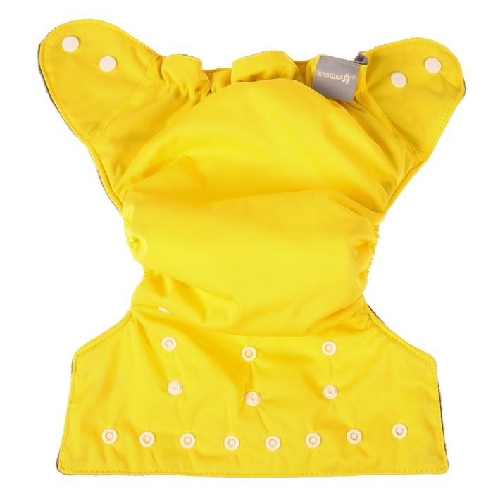 Многоразовый подгузник, 3-15 кг, угольно-бамбуковая ткань, цвет желтый, Крошка Я Многоразовый подгузник, 3-15 кг, угольно-бамбуковая ткань, цвет желтый, Крошка Я