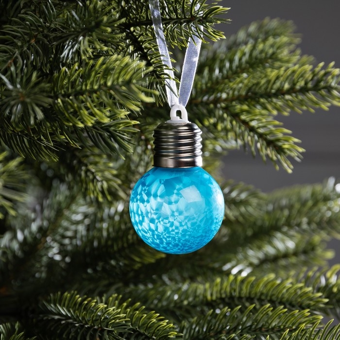 Елочный шар &laquo;Синий&raquo; d=5 см, 1 LED, AG13x3 (в комплекте), свечение тёплое белое