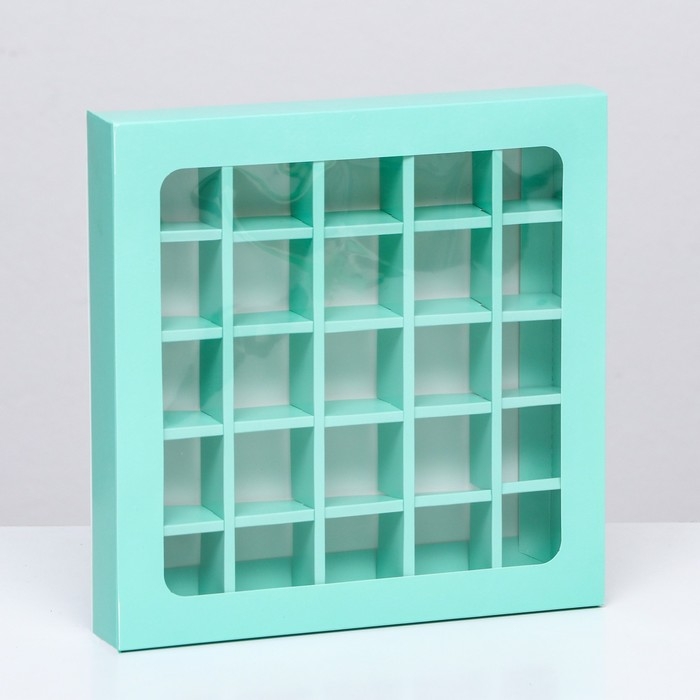 Коробка для 25 конфет, 22 х 22 х 3,5 см. Кондитерская упаковка