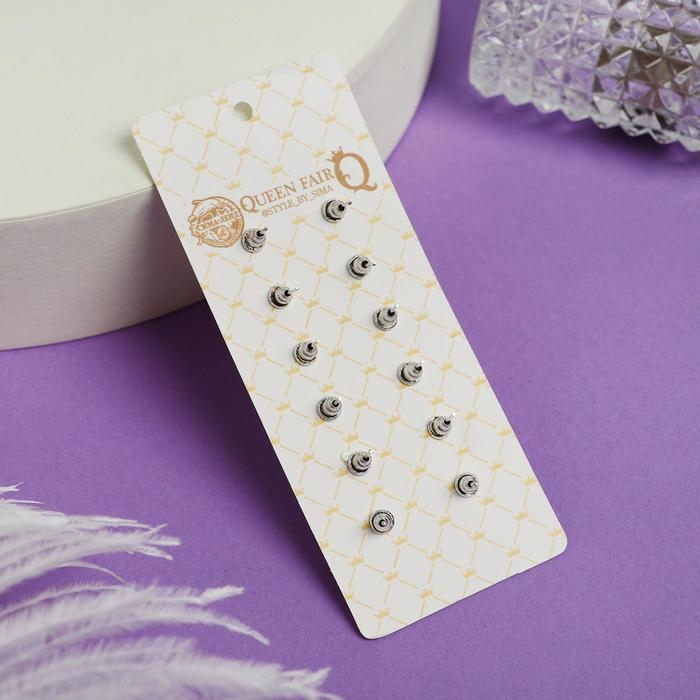 Пусеты 6 пар &laquo;Романтика&raquo; сердечки и круги, цветные