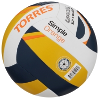 Волейбольный мяч TORRES Simple Orange, V323125, клееный, 18 панелей, р. 5, TPU