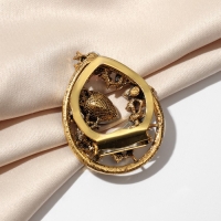 Зажим для платка &laquo;Капля&raquo; грации, цветной в чернёном золоте