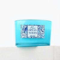 Свеча ароматическая в стекле &laquo;Blue ocean waves&raquo;: морской бриз, 5 х 7,1 см.