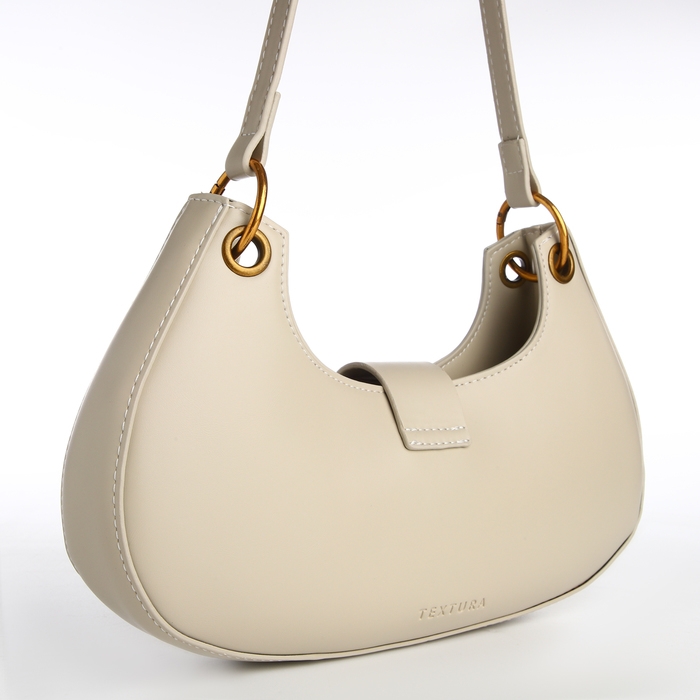 Сумка женская багет на молнии TEXTURA, средний размер, цвет молочный