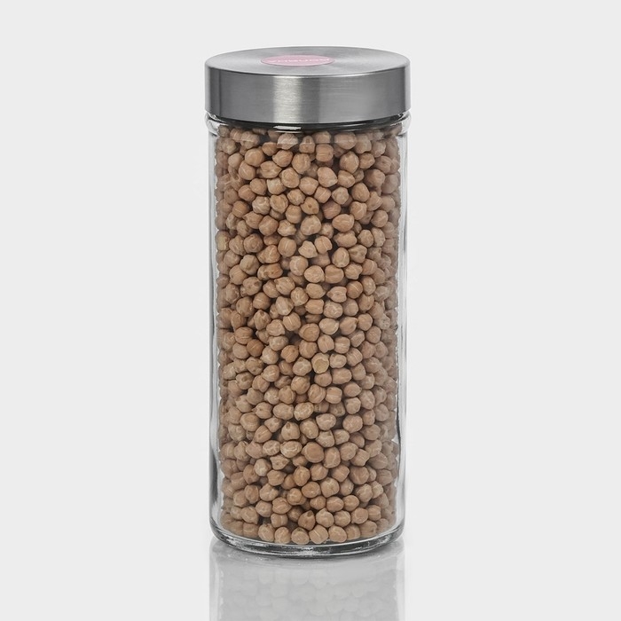 Банка для сыпучих Доляна &laquo;Премиум&raquo;, 700 мл, 20&times;8 см, с металлической крышкой, стекло, прозрачная