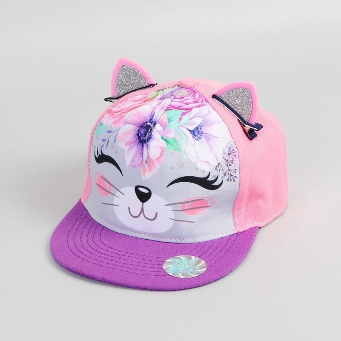 Кепка детская для девочки «Киса», МИКС, р-р. 52 Кепка детская для девочки «Киса», МИКС, р-р. 52