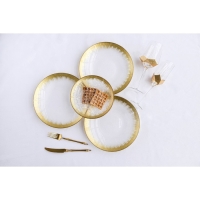 Тарелка стеклянная &laquo;Бурлеск&raquo;, d=27 см, цвет золотой