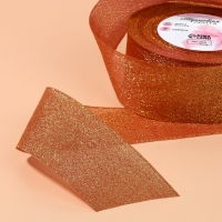 Лента парчовая, 40 мм, 23 ± 1 м, цвет морковный №014 Лента парчовая, 40 мм, 23 ± 1 м, цвет морковный №014